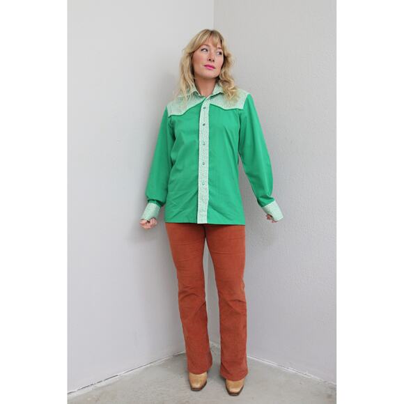 1970's Vintage Western Floral Yoke Pearl Snap Shirt ~ Women's MD LG ~ Men's SM - Picture 8 of 8